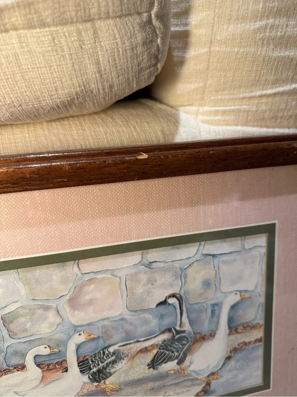 Vintage Ava Freeman Geese Print, 1980s Watercolor Wall Art